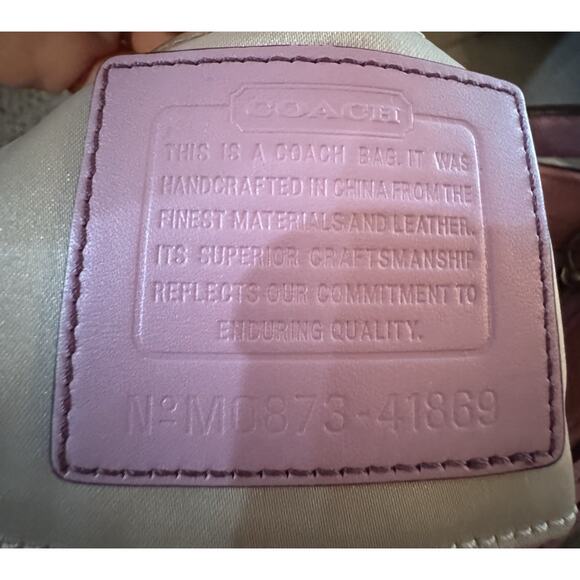 COACH Pink Patent Leather ZOE Hobo Handbag Top Handle Pouch Pebbled Purse #41869 - Picture 10 of 11